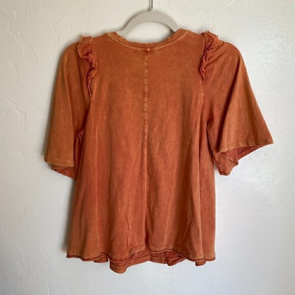 Anthropologie Eri+Ali Ruffle Swing Tee Peach Burnout / Stonewash - Picture 6 of 9